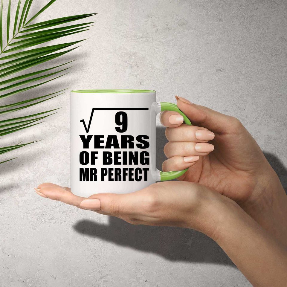 3rd Anniversary Square Root of 9 Years of Mr Perfect - 11oz Accent Mug Green