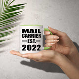 Mail Carrier Established EST. 2022 - 11oz Accent Mug Green