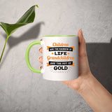 Children Are Rainbow Of Life, Grandchildren Are Pot Of Gold - 11oz Accent Mug Green