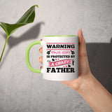 Warning This Girl Is Protected by A Crazy Father - 11oz Accent Mug Green