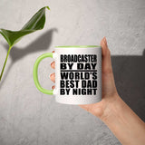 Broadcaster By Day World's Best Dad By Night - 11oz Accent Mug Green