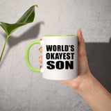 World's Okayest Son - 11oz Accent Mug Green