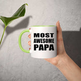 Most Awesome Papa (Grandpa) - 11oz Accent Mug Green