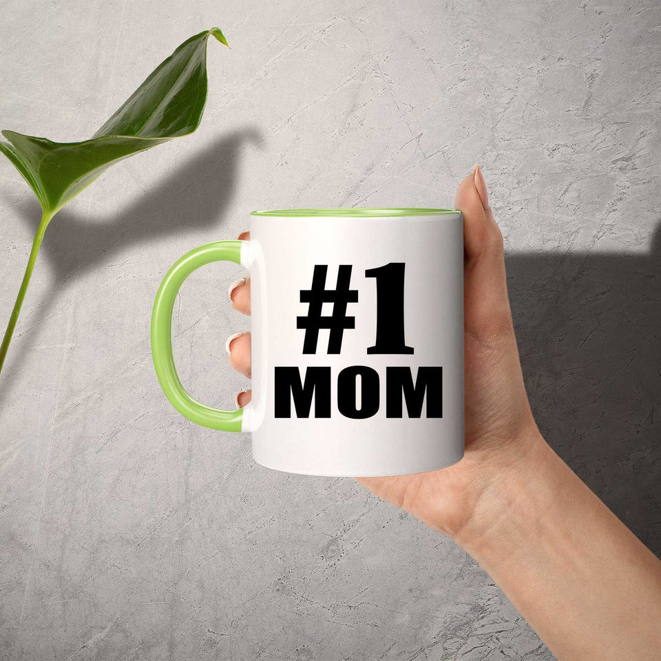 Number One #1 Mom - 11oz Accent Mug Green