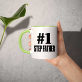 Number One #1 Step Father - 11oz Accent Mug Green