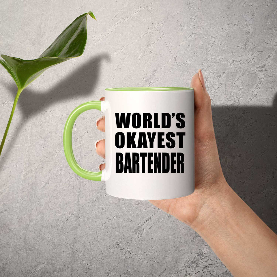 World's Okayest Bartender - 11oz Accent Mug Green