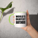 World's Okayest Bartender - 11oz Accent Mug Green