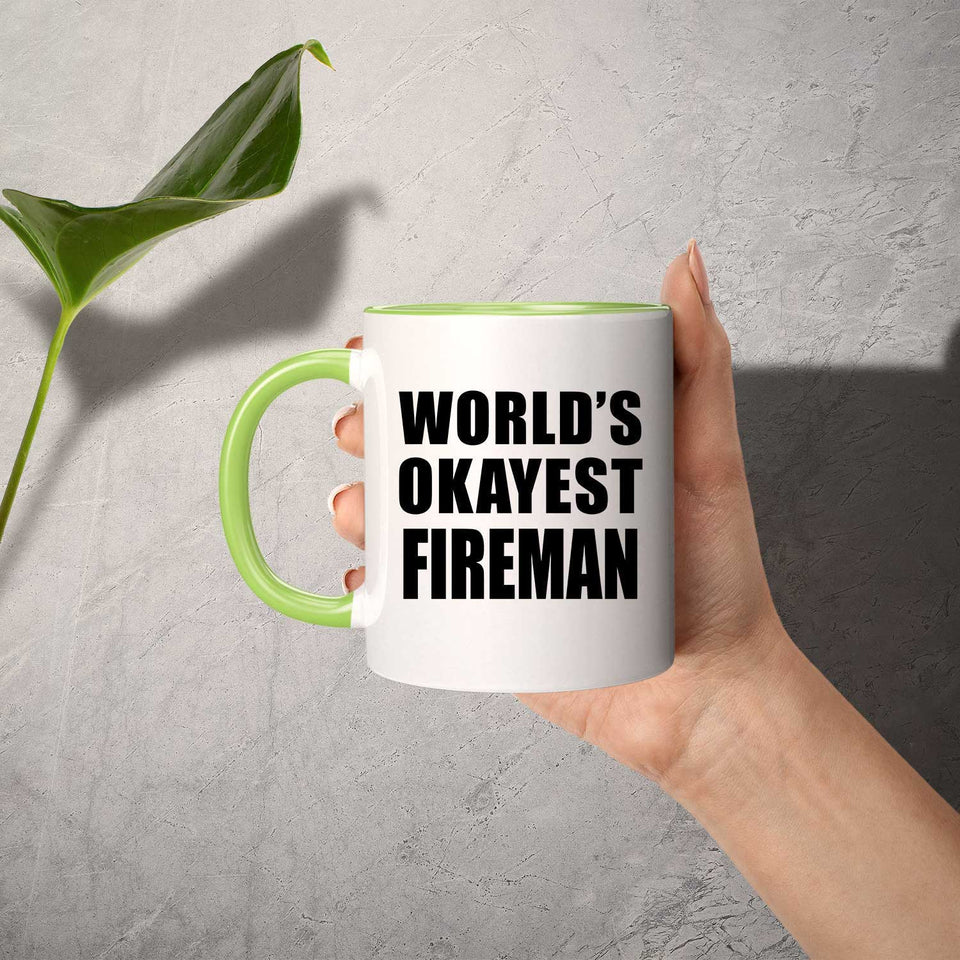World's Okayest Fireman - 11oz Accent Mug Green