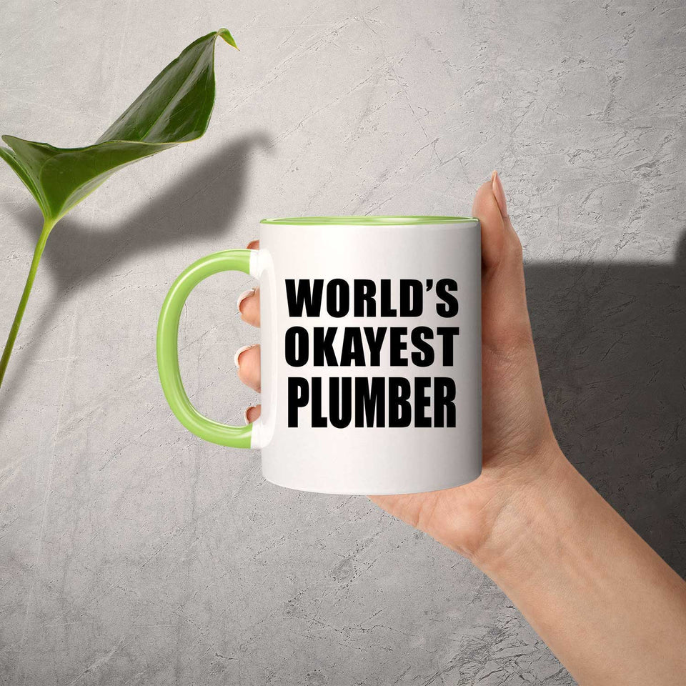 World's Okayest Plumber - 11oz Accent Mug Green