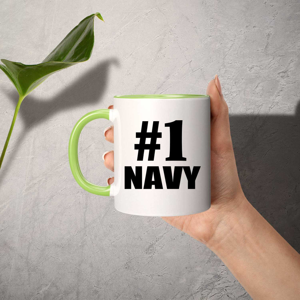 Number One #1 Navy - 11oz Accent Mug Green