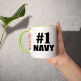 Number One #1 Navy - 11oz Accent Mug Green
