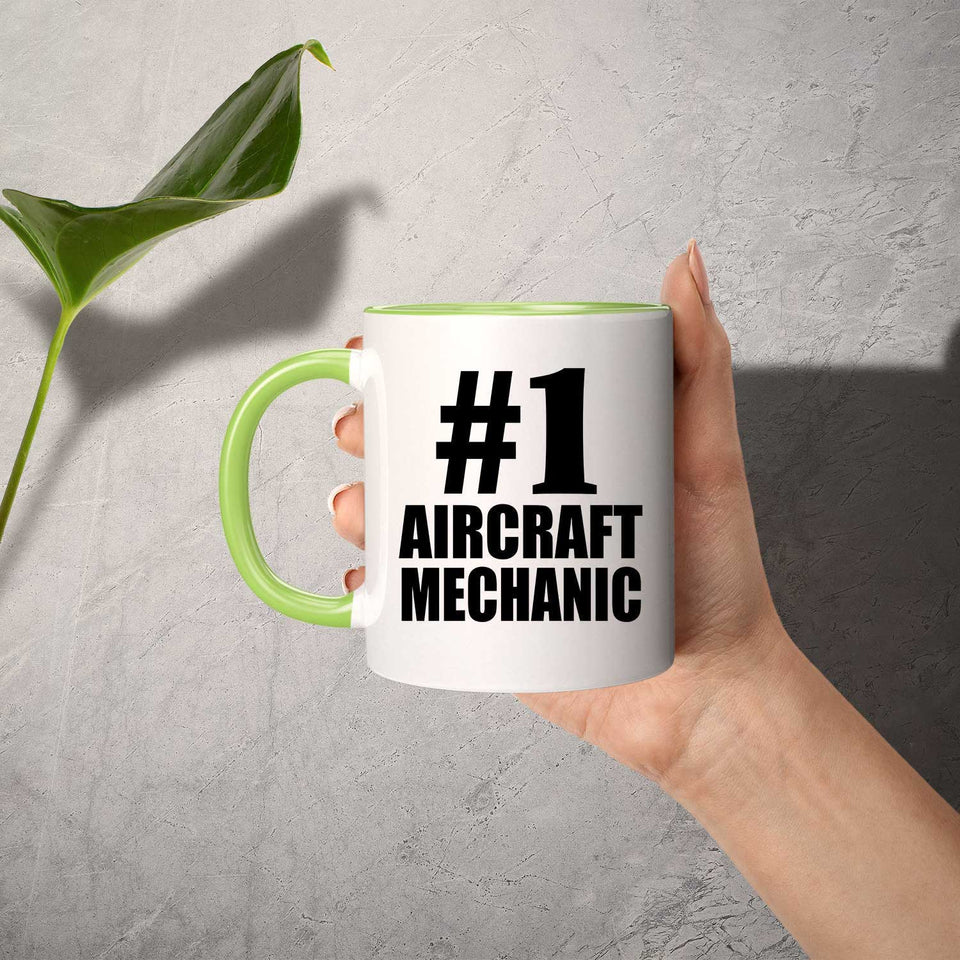 Number One #1 Aircraft Mechanic - 11oz Accent Mug Green