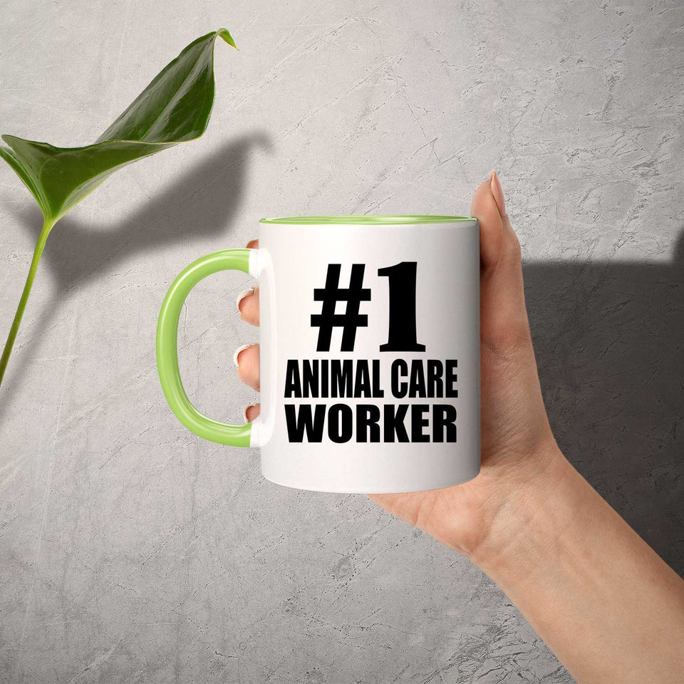Number One #1 Animal Care Worker - 11oz Accent Mug Green