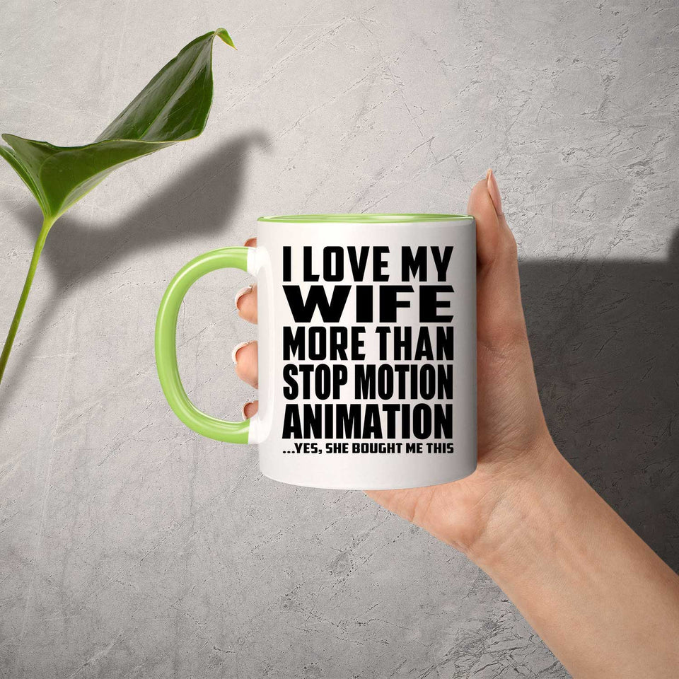I Love My Wife More Than Stop Motion Animation - 11oz Accent Mug Green
