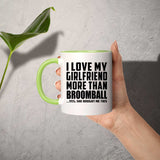 I Love My Girlfriend More Than Broomball - 11oz Accent Mug Green