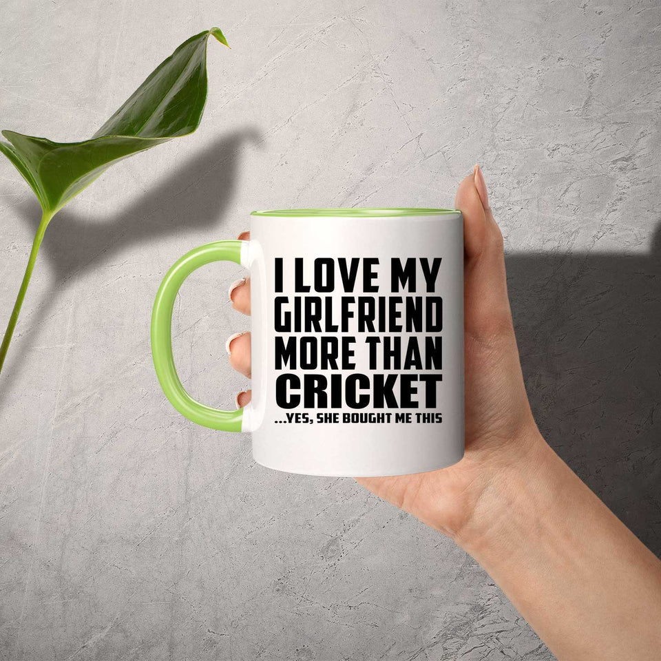 I Love My Girlfriend More Than Cricket - 11oz Accent Mug Green