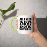 All I Need Is Love And My Exotic Shorthair Cat - 11oz Accent Mug Green