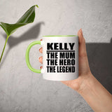 Kelly The Mum The Hero The Legend - 11oz Accent Mug Green