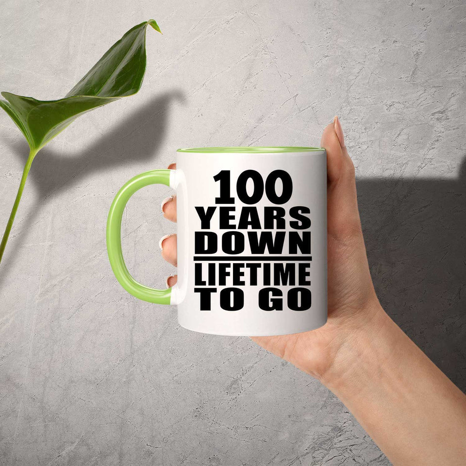 100th Anniversary 100 Years Down Lifetime To Go - 11oz Accent Mug Green