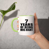 7th Anniversary 7 Years Of Being Mrs Right - 11oz Accent Mug Green