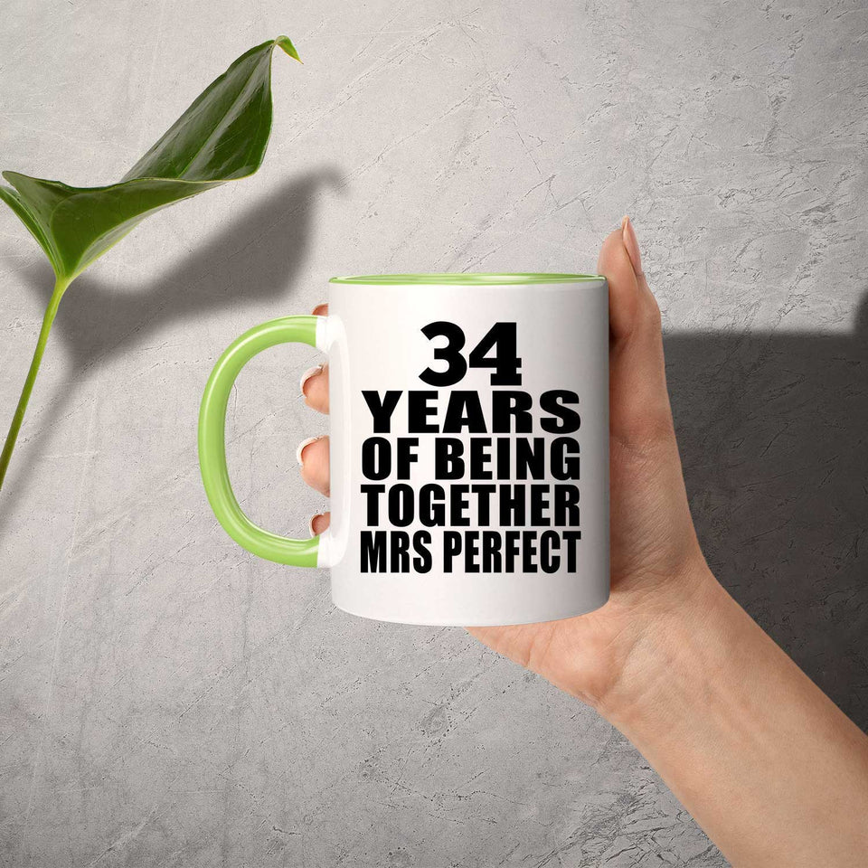 34th Anniversary 34 Years Of Being Mrs Perfect - 11oz Accent Mug Green