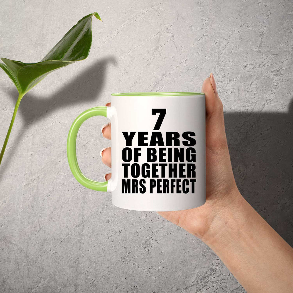 7th Anniversary 7 Years Of Being Mrs Perfect - 11oz Accent Mug Green