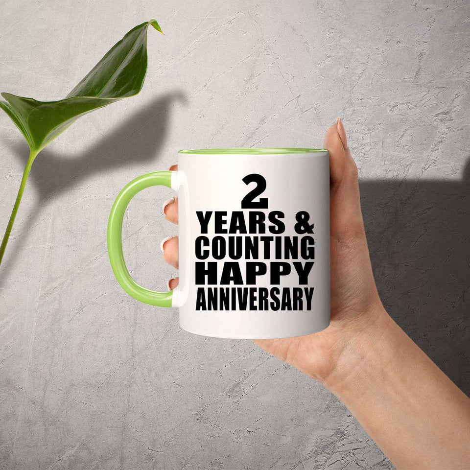 Happy 2nd Anniversary 2 Years & Counting - 11oz Accent Mug Green