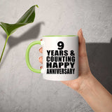 Happy 9th Anniversary 9 Years & Counting - 11oz Accent Mug Green