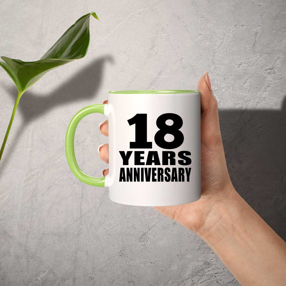 18th Anniversary 18 Years - 11oz Accent Mug Green