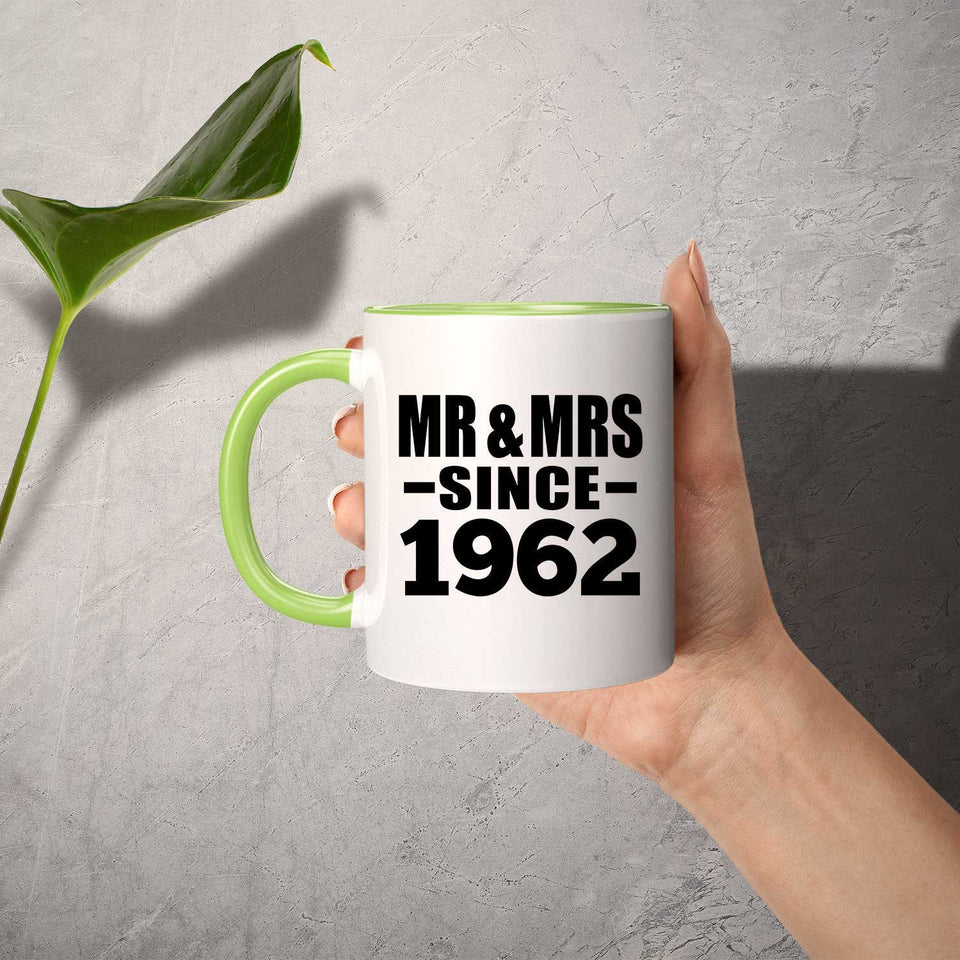 62nd Anniversary Mr & Mrs Since 1962 - 11oz Accent Mug Green