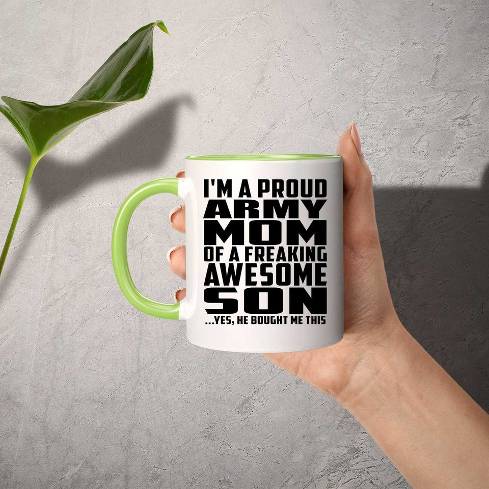 Proud Army Mom Of Awesome Son - 11oz Accent Mug Green