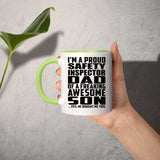 Proud Safety Inspector Dad Of Awesome Son - 11oz Accent Mug Green