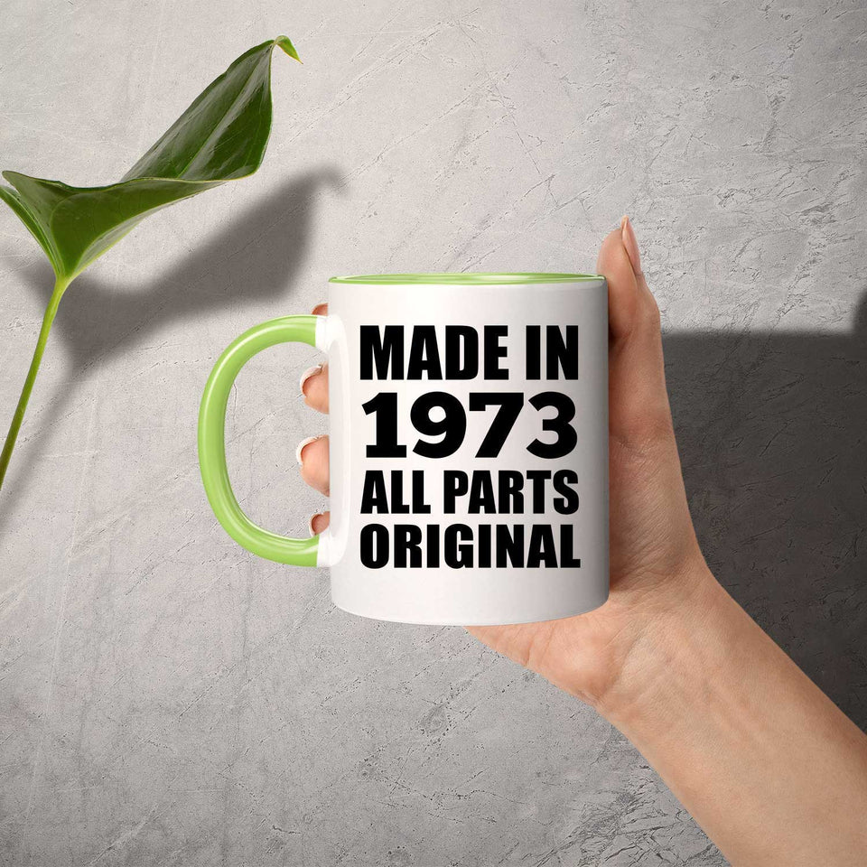 51st Birthday Made in 1973 All Parts Original - 11oz Accent Mug Green