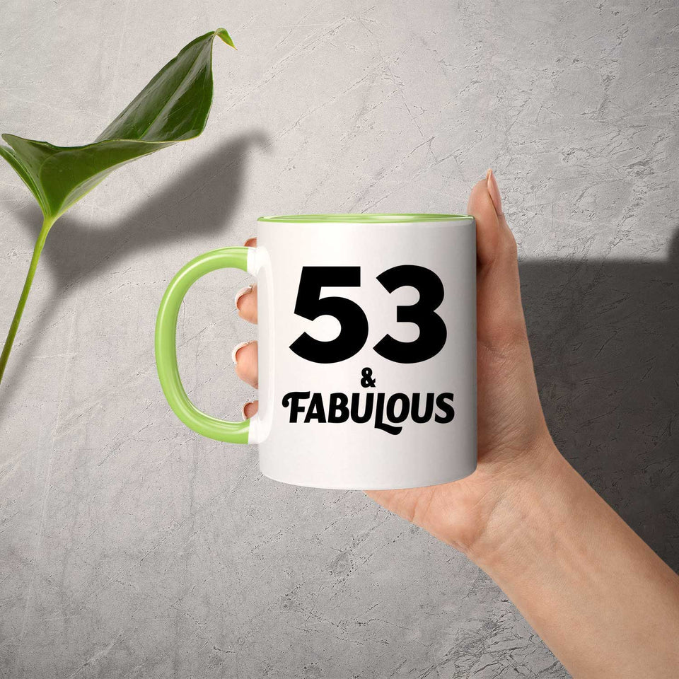 53rd Birthday 53 & Fabulous - 11oz Accent Mug Green