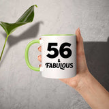 56th Birthday 56 & Fabulous - 11oz Accent Mug Green