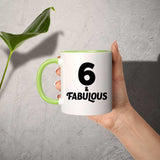 6th Birthday 6 & Fabulous - 11oz Accent Mug Green