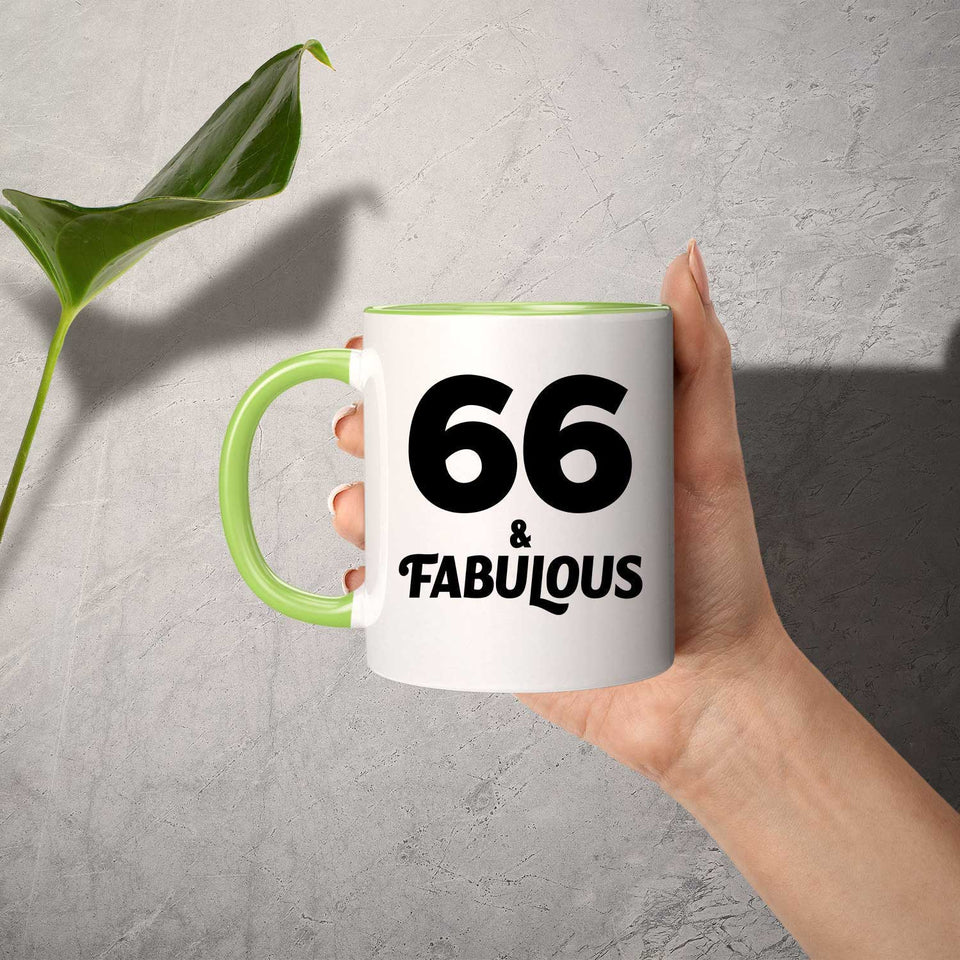 66th Birthday 66 & Fabulous - 11oz Accent Mug Green
