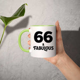 66th Birthday 66 & Fabulous - 11oz Accent Mug Green