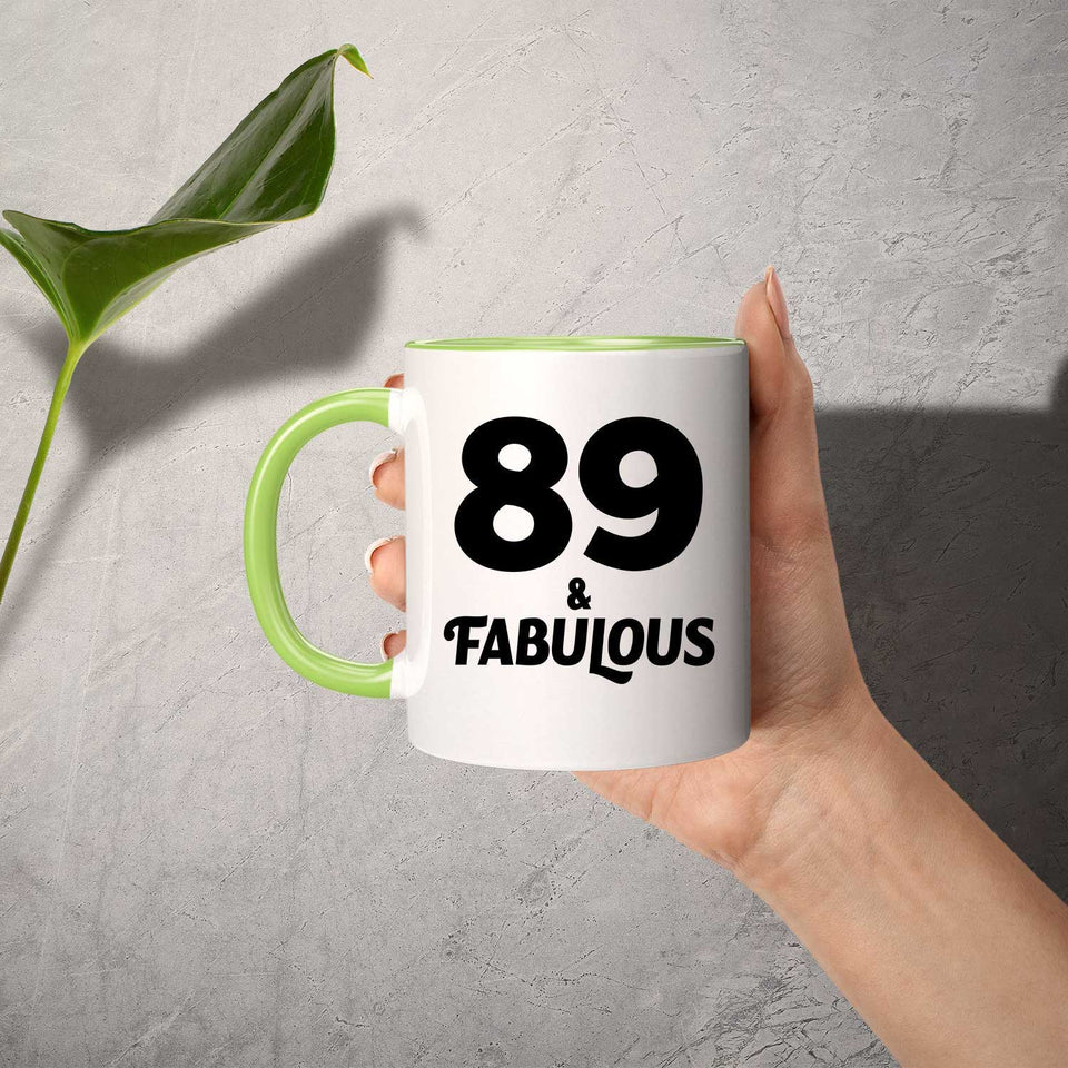89th Birthday 89 & Fabulous - 11oz Accent Mug Green