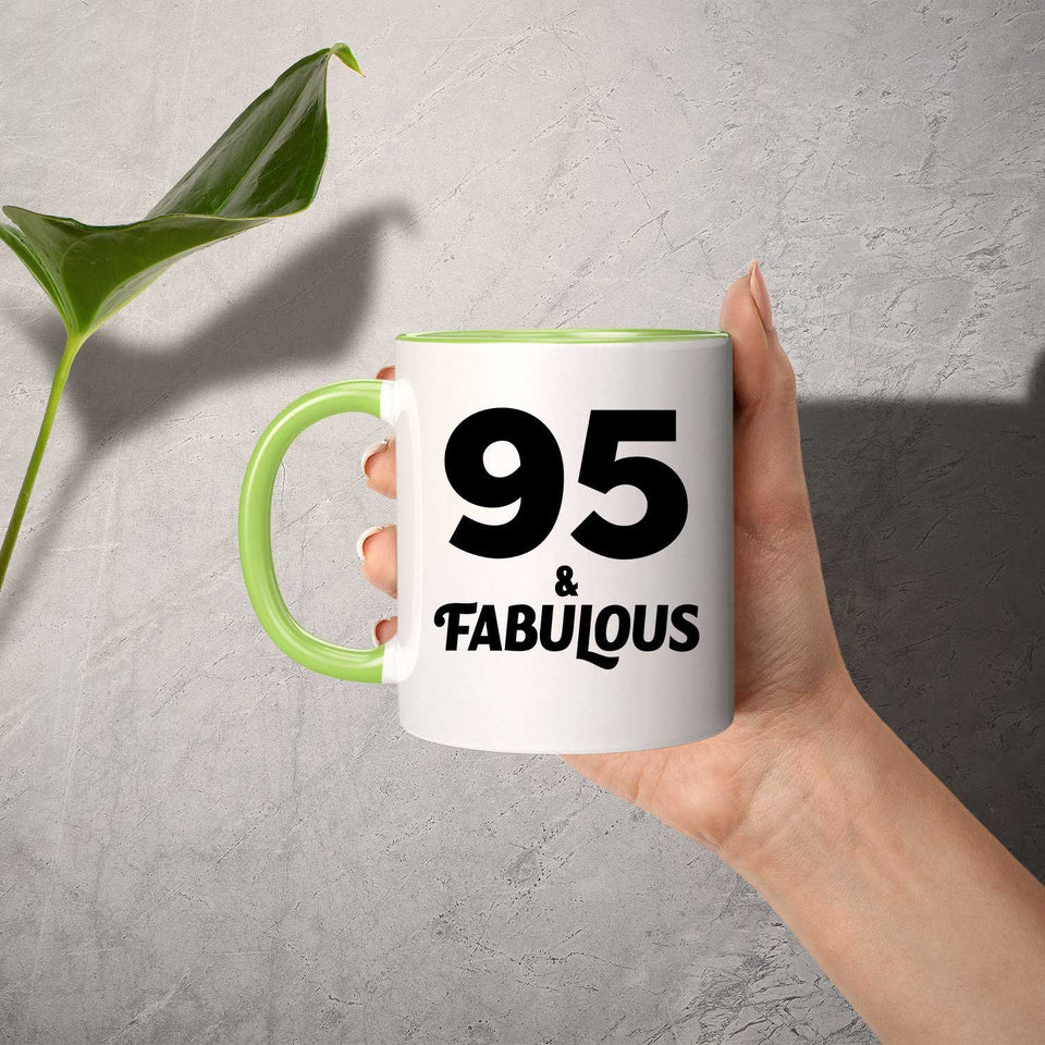 95th Birthday 95 & Fabulous - 11oz Accent Mug Green