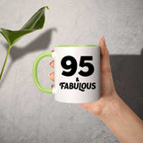 95th Birthday 95 & Fabulous - 11oz Accent Mug Green