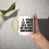 1st Birthday 1 Year 12 Months 365 Days Of Awesome - 11oz Accent Mug Green