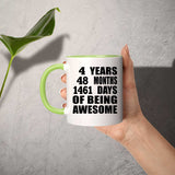 4th Birthday 4 Years 48 Months 1461 Days Of Awesome - 11oz Accent Mug Green