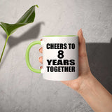 8th Anniversary Cheers To 8 Years Together - 11oz Accent Mug Green