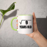 3rd Birthday Square Root of 9 Years Old - 11oz Accent Mug Green
