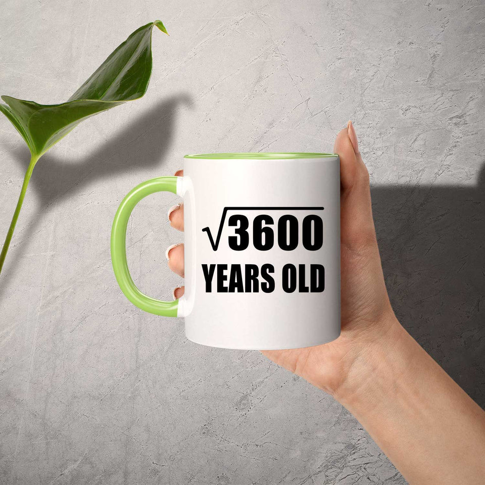 60th Birthday Square Root of 3600 Years Old - 11oz Accent Mug Green