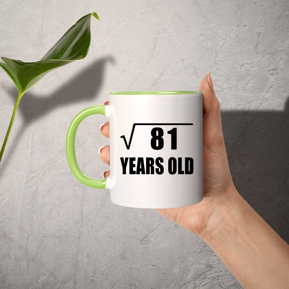 9th Birthday Square Root of 81 Years Old - 11oz Accent Mug Green