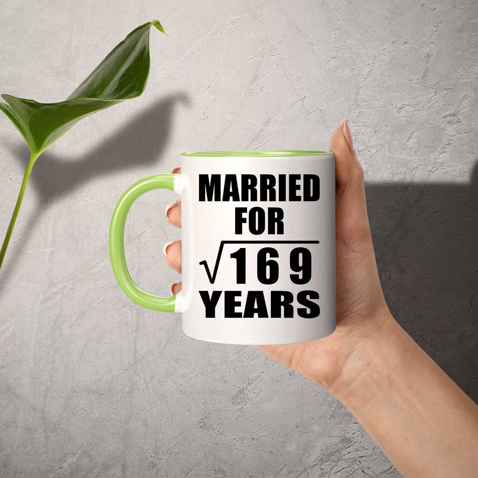 13th Anniversary Married For Square Root of 169 Years - 11oz Accent Mug Green