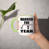 1st Anniversary Married For Square Root of 1 Year - 11oz Accent Mug Green