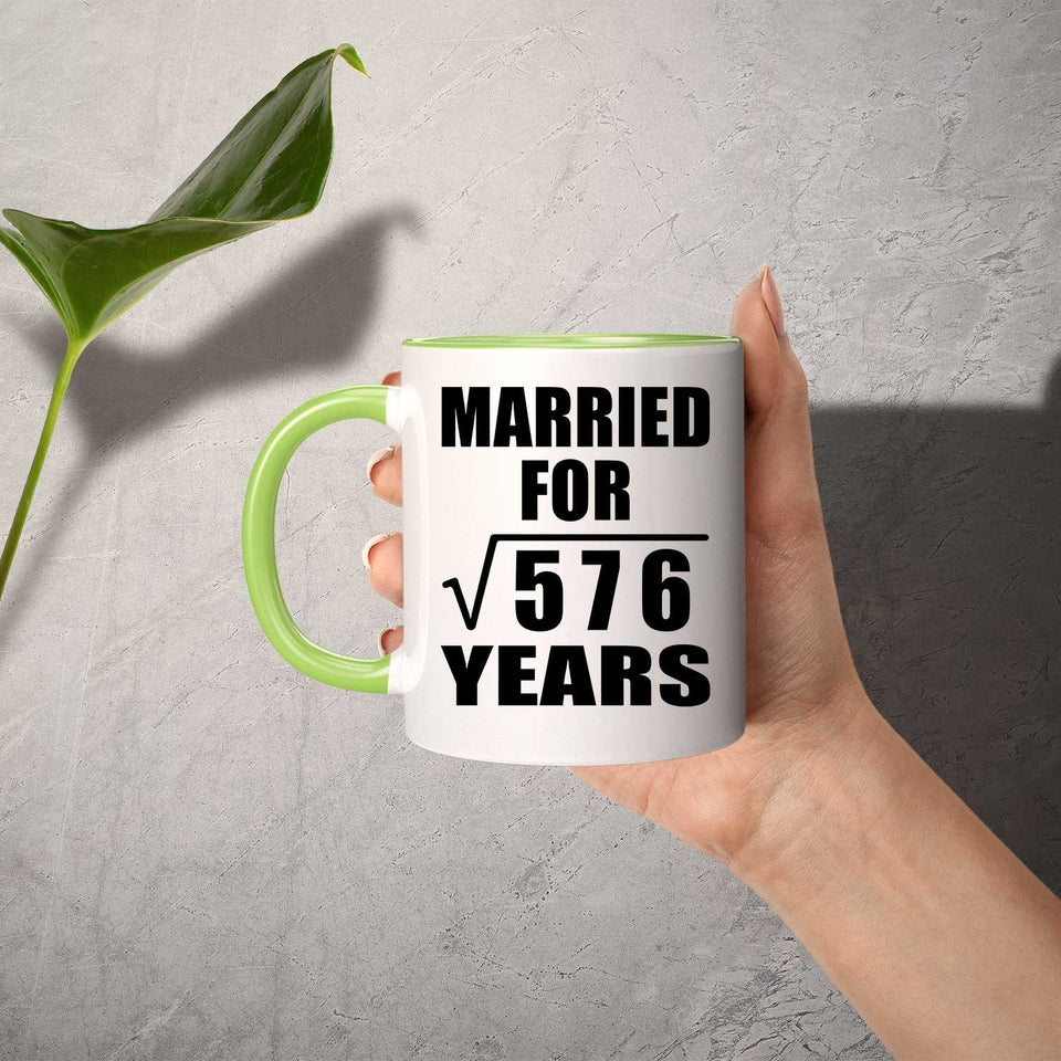 24th Anniversary Married For Square Root of 576 Years - 11oz Accent Mug Green